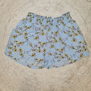Belle Du Jour Sky Blue Sunflower Mid Waist Shorts
